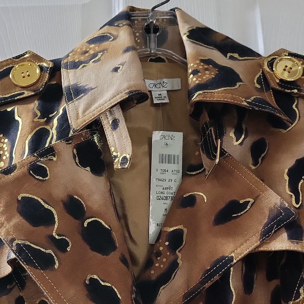 Cache Brown and Black Leopard Print Double-Breasted Blazer - Picture 2 of 8